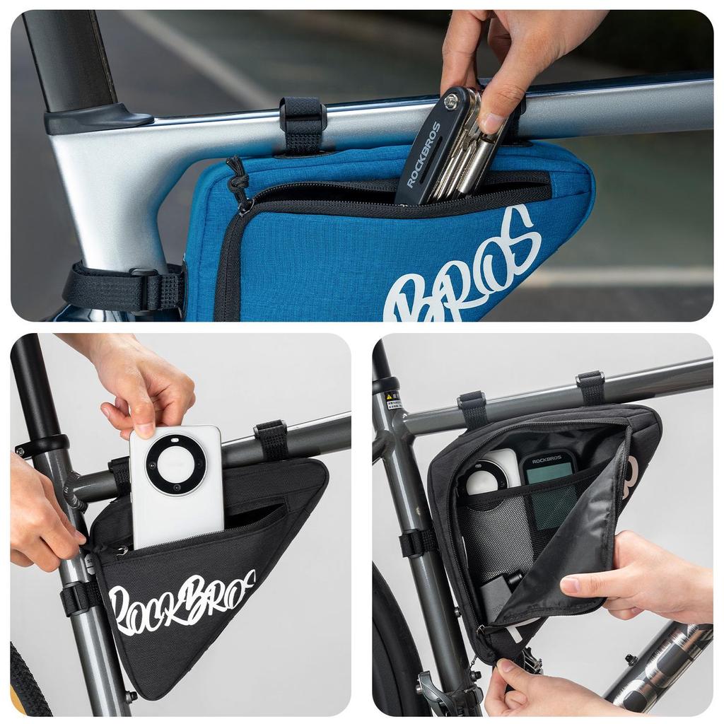 RockBros Triangle Bicycle Top Tube and Saddle Tool Bag for Mountain & Road Bikes