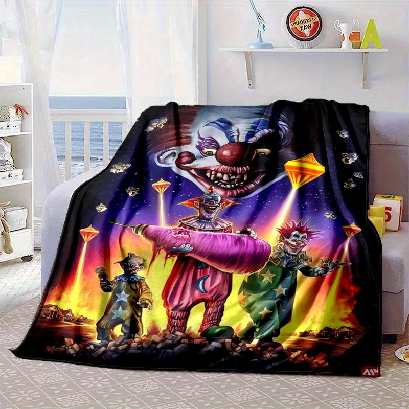 Clown Horror Decke Flanelldecke für Bett, Sofa, Camping, Wandern, Picknick Zubehör, Geschenk für Familie Fan Geschenke