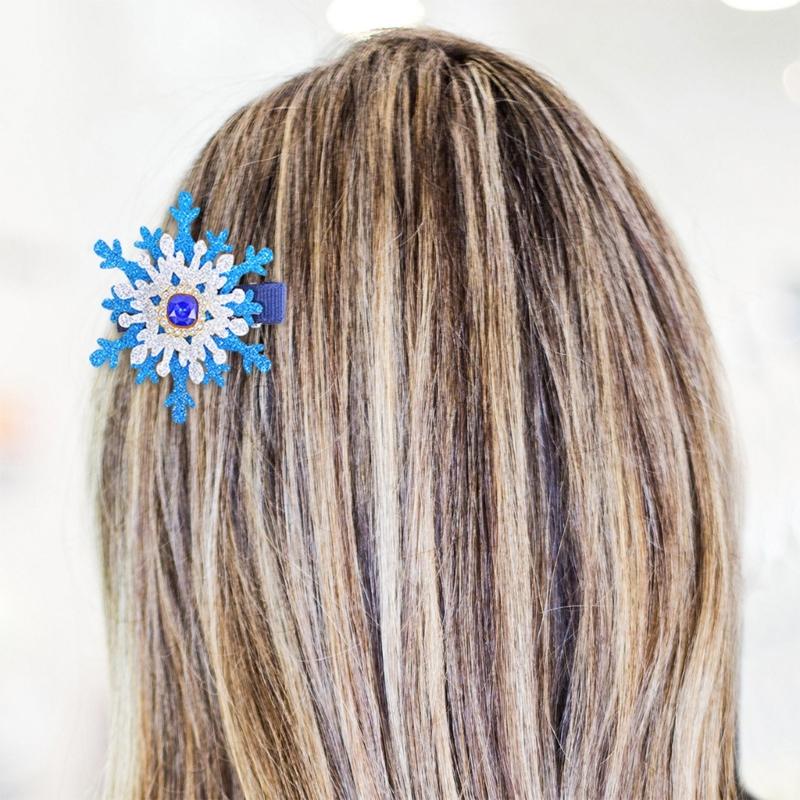 Snowflake Barrettes Studded Christmas Glitter Elegant Snowflake Hair Clip Christmas for Women, Snowflake