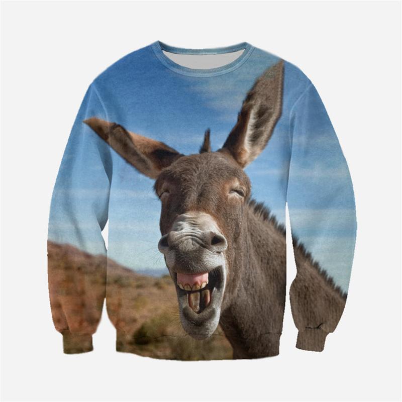 Funny Donkey Sweaters Animal 3D Print Sweatshirts For Men Women Clothing Long Sleeve Pullover New In Hoodies & Sweatshirts 2024
