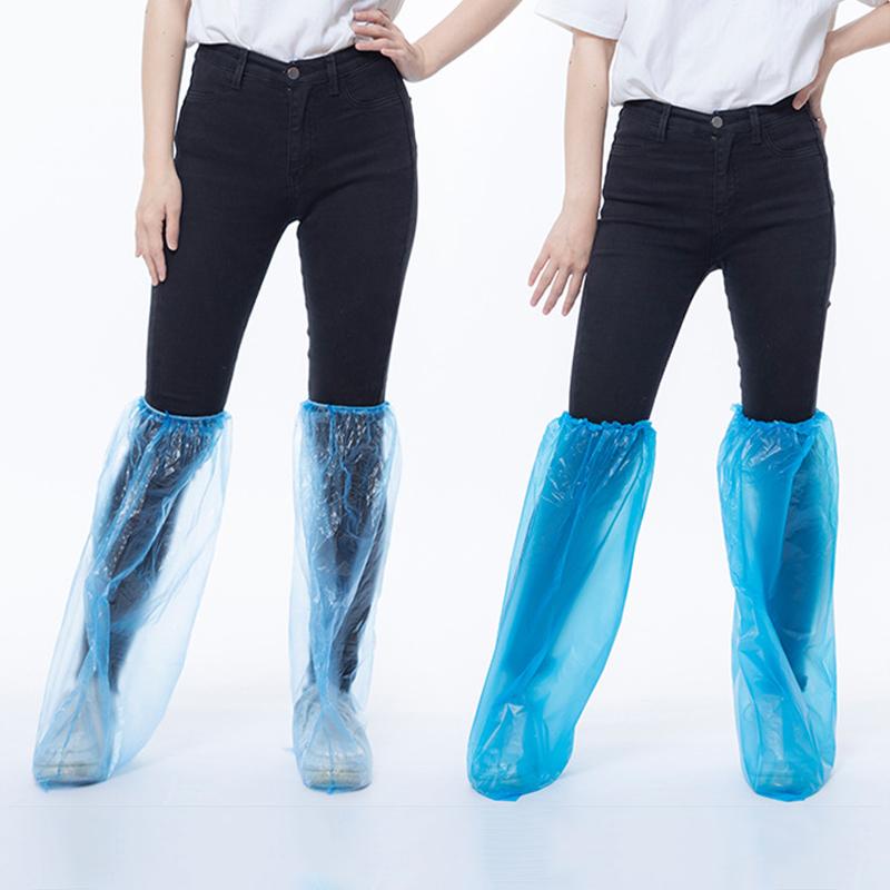 10Pairs Durable Waterproof Disposable Rain Shoe Covers High-Top Boot Waterproof and Pollution Prevention Anti-Slip PE Material