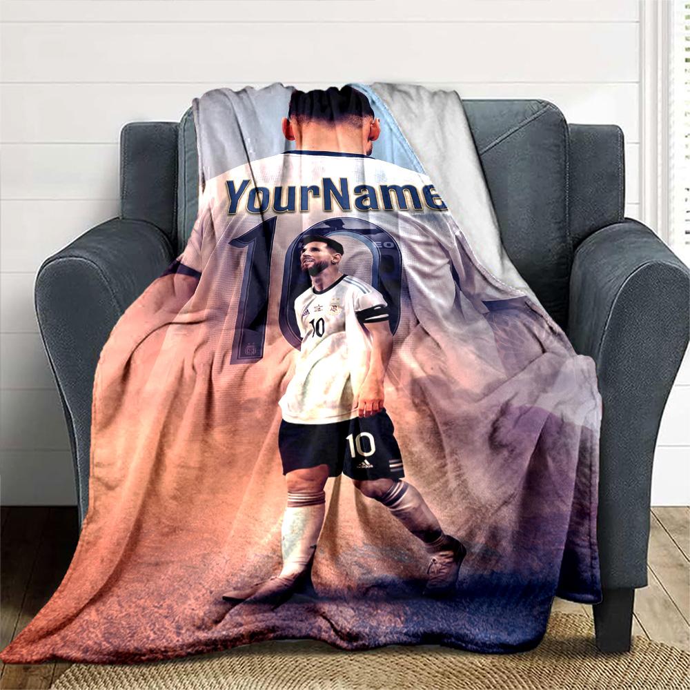 Messi Customize Your Name Blanket Cozy Personalized Blanket Durable Comfort Throw For Picnics Living Room Couch Seaside Four Seasons Universal
