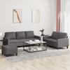 Vidaxl 3-Cz. Sofa Set with Cushions, Grey, Faux Leather