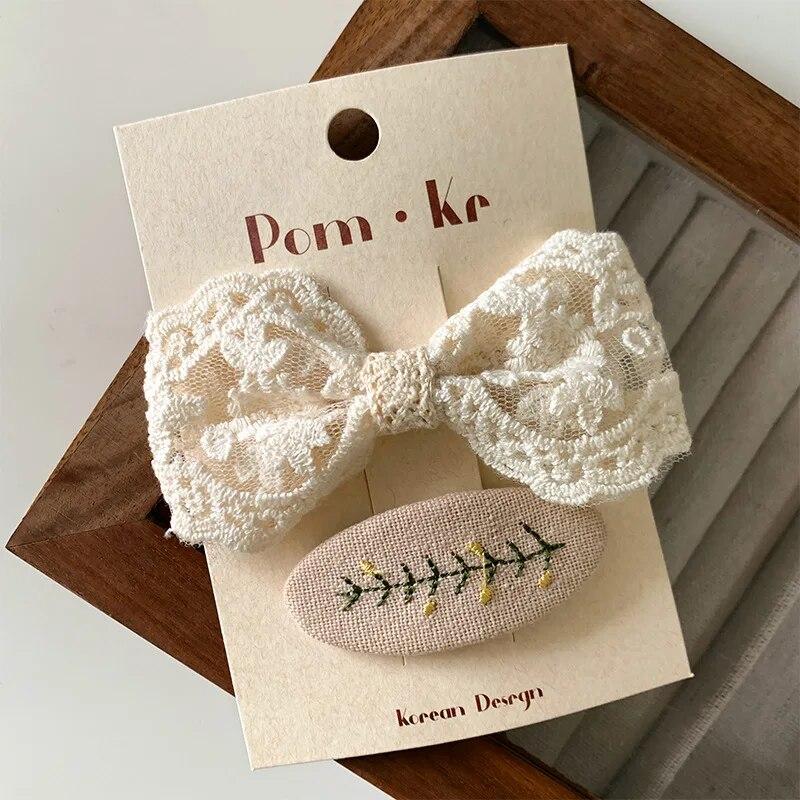 

2 шт., кружевные заколки для волос для маленьких девочек, корейские детские заколки для волос с бантом для девочек, подарок принцессы, детские аксессуары для волос, детские заколки для волос