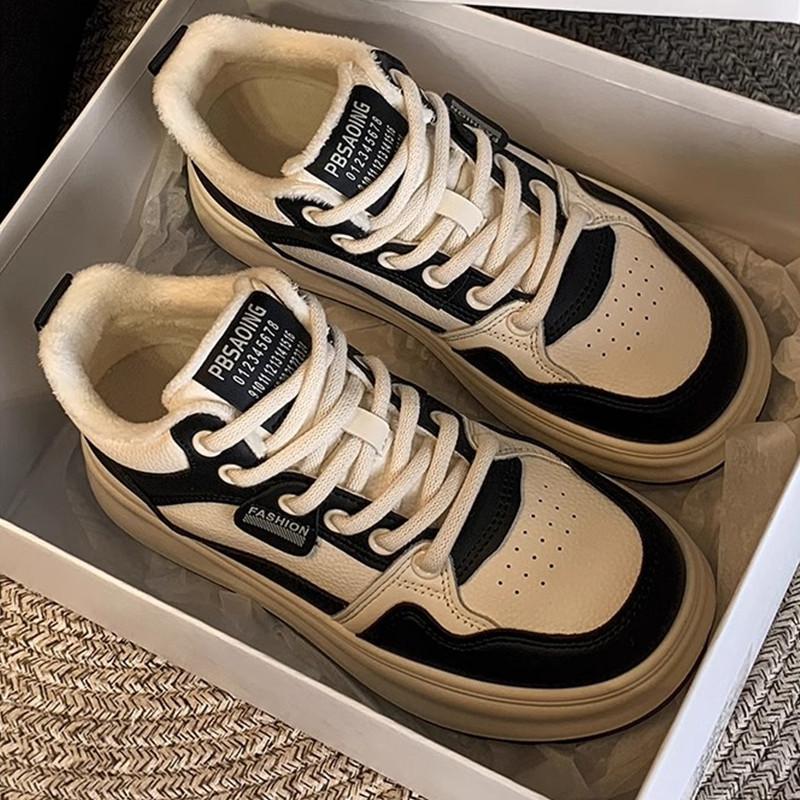 Velvet High-top Women's Winter New Sports and Leisure Board Shoes Women's Two Cotton Shoes Women's