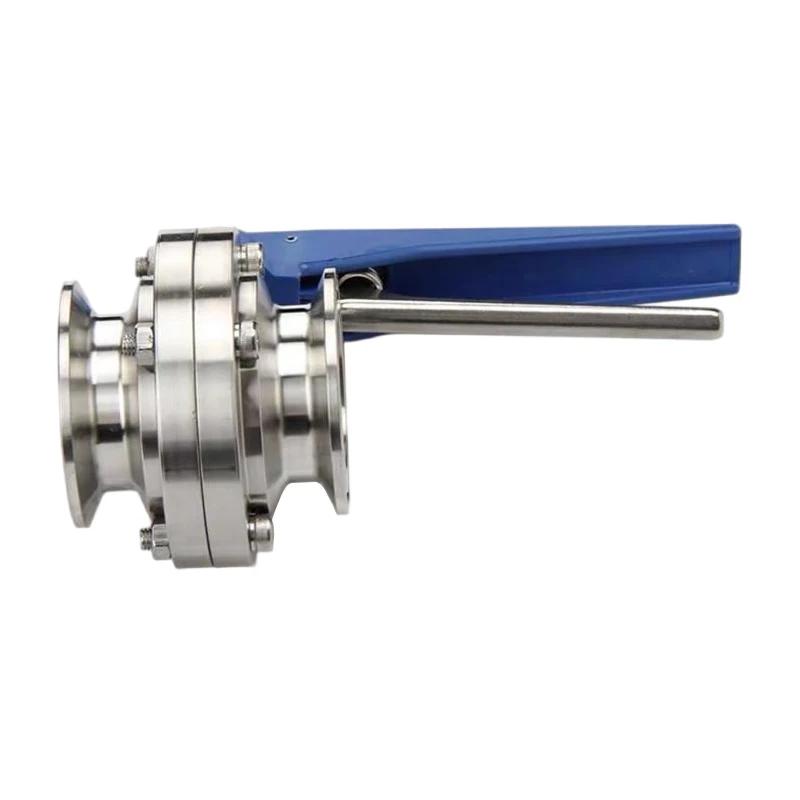 Válvula de Mariposa Sanitaria de Acero Inoxidable S111 de 1-1/1" 18mm con Pinza Tripe de 1.1" Gatillo de Apriete para Elaboración Casera Producto Lácteo