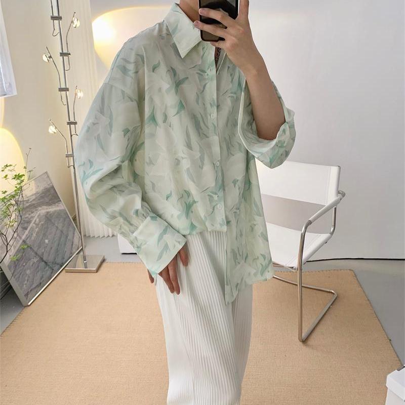 Trendy Men's Hong Kong Style Floral Long-Sleeve Shirt - Autumn Edition