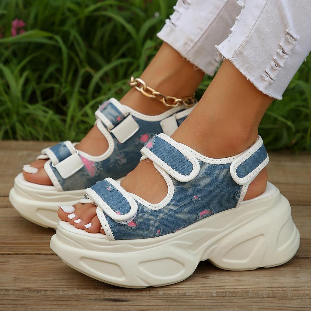 2024 Letnie Codzienne Sportowe Sandały Damskie Gruba Podeszwa Studenckie Odkryte Palce Rzymskie Damskie Sandały Buty Plażowe Platforma Projektant