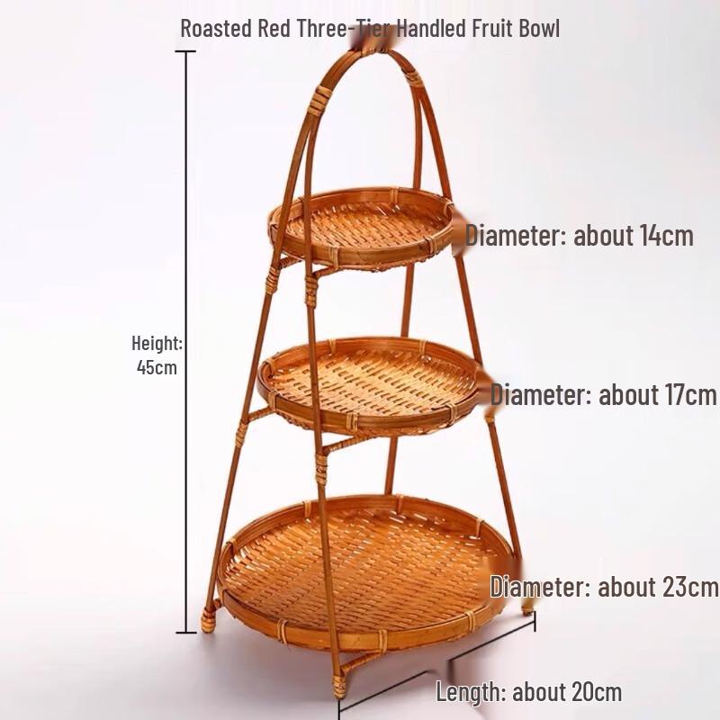 Трехуровневая круглая бамбуковая подставка для закусок из сухофруктов