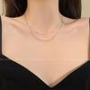 Double Layer S925 Sterling Silver Choker Necklace for Women - Light Luxury, High-End, Stackable Plain Chain Clavicle Necklace