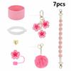 7Pcs /1Set for Cup Including Flower Straw Cover Cap for Straws Pom Chain and Silicone Boot for Cup Accessories