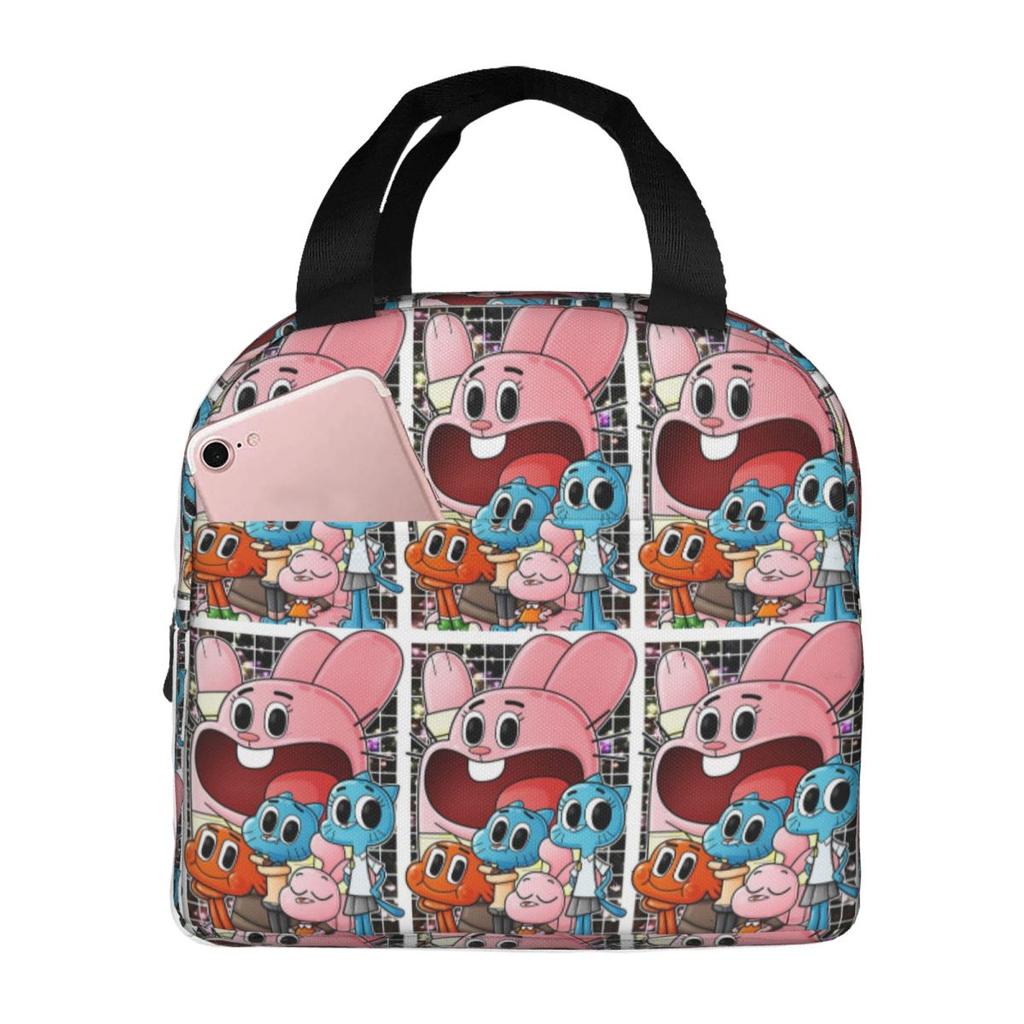 Die erstaunliche Welt von Gumball Isolierte Lunchtasche für Damen Kinder Tragbar Lebensmittelboxen Thermische Lunchbox Tragetasche