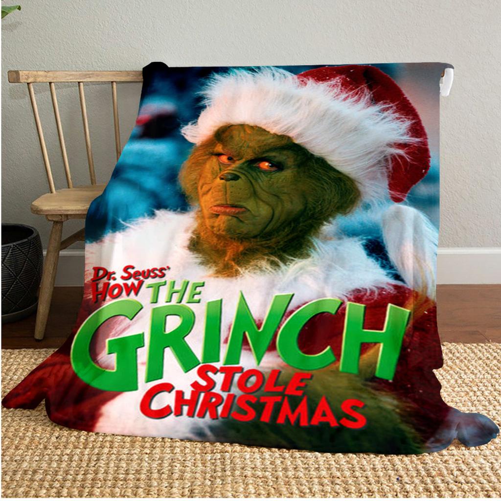 Grinch Steals Christmas Gifts Plush Blanket Soft Comfortable All Seasons blanket Sofa Office Naps blanket Outdoor Travel throw Perfect Gift