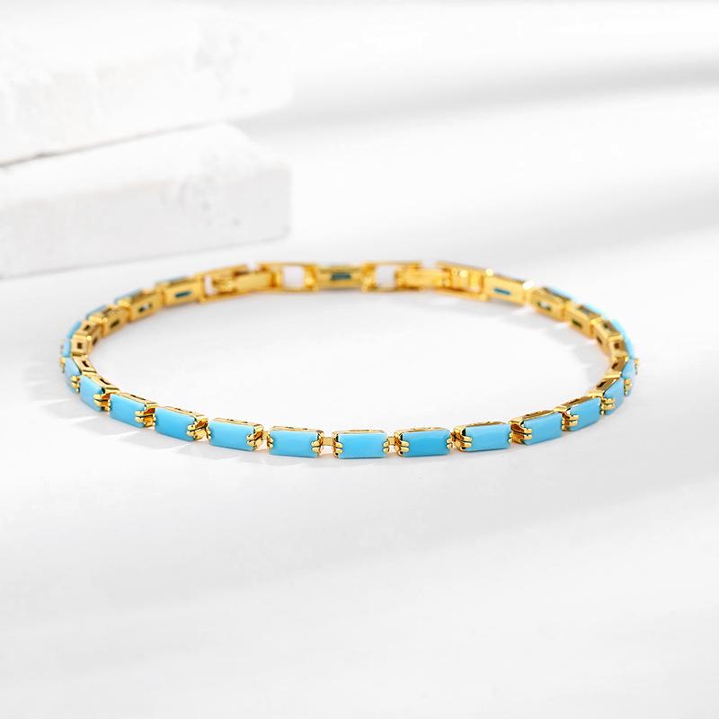 Light Luxury Blue Rectangular Turquoise Bracelet for Women – Premium Elegant Delicate Hand Jewelry