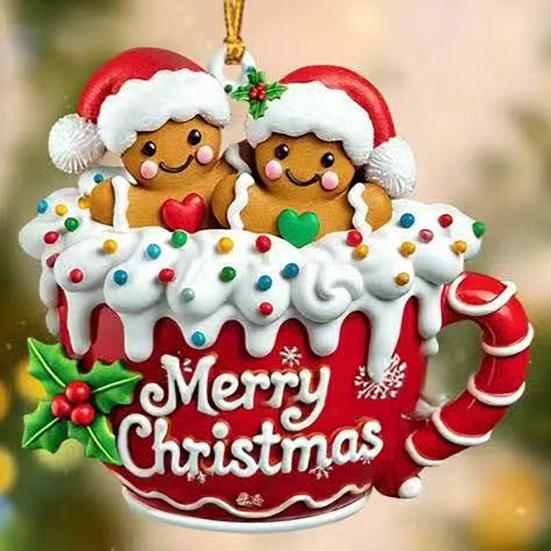 Gingerbread Man Christmas Ornament Resin Hanging Decor for Tree & Home Festive Cookie Figurine for Xmas Decorations