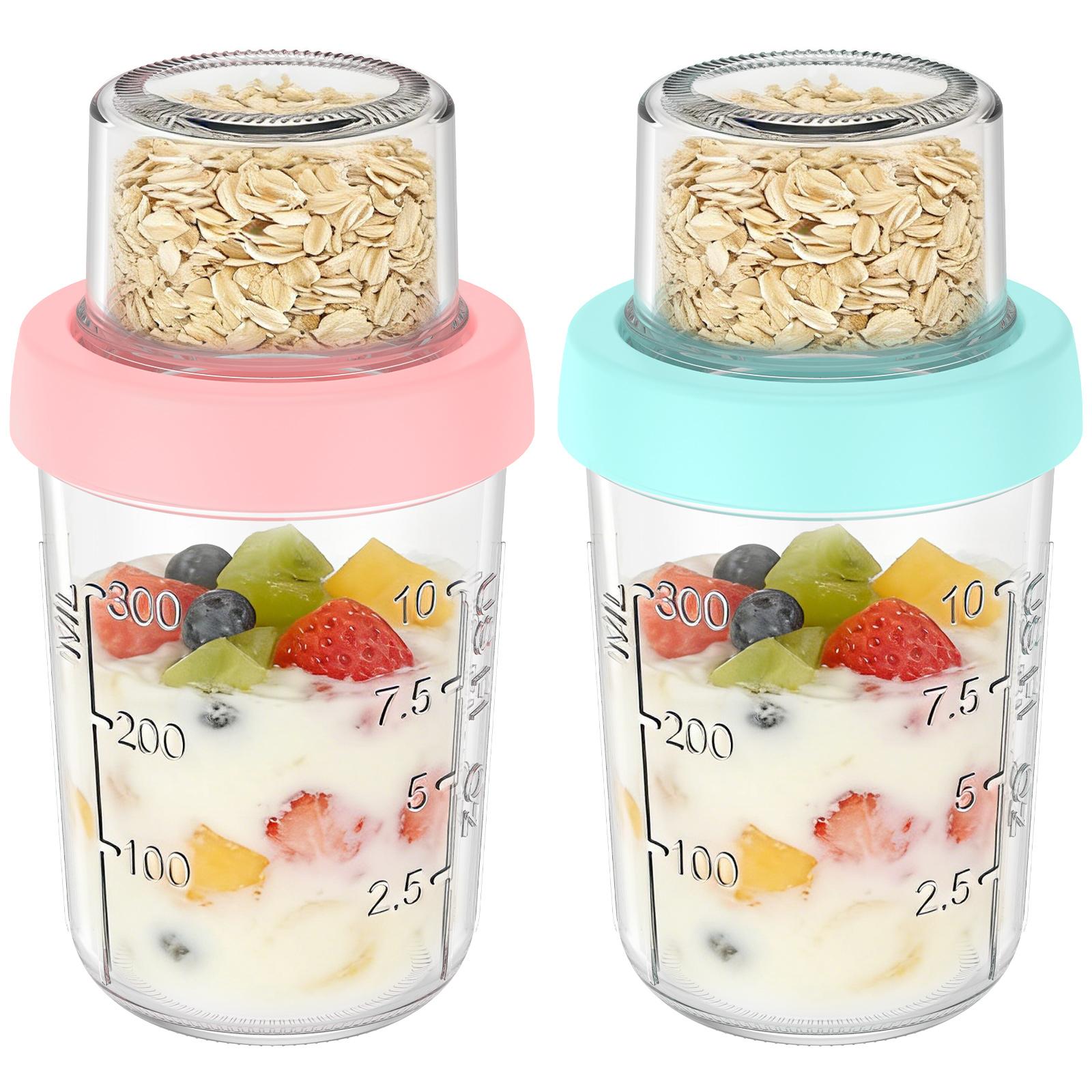 

Portable Salad Double Layer Cup Fruits Oatmeal Yogurt Breakfast Lunch Box Food Storage Cup Outgoing Overnight Cup with Lid Spoon