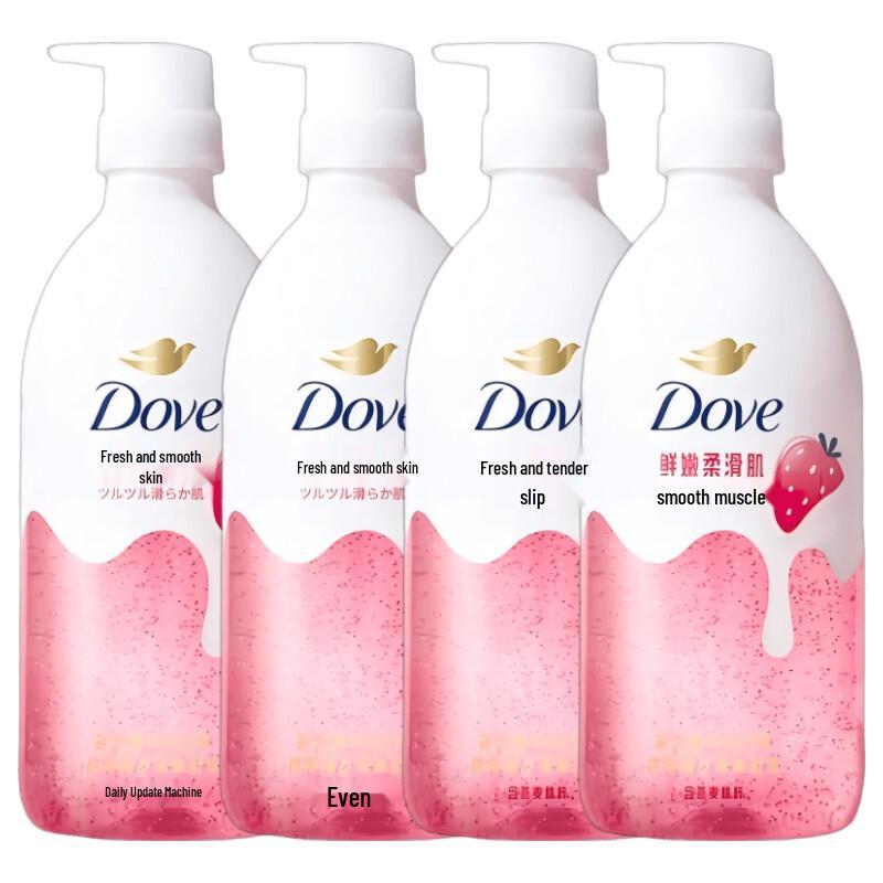 Гель для душа Dove Essence с ароматом сладкой клубники и овсяного молока, 4 шт.