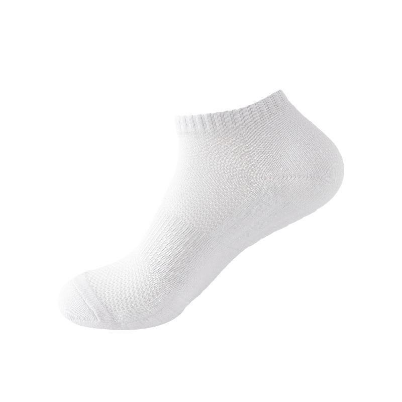 Men's Spring and Summer Thick White Short Socks with Towel Soles, Breathable Mesh Basketball Sports Socks, Comfortable Cotton Socks