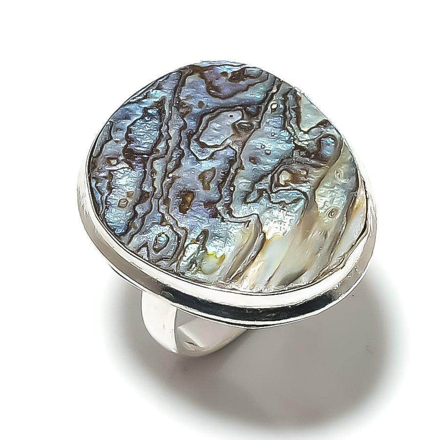 Abalone Shell Gemstone 925 Sterling Silver Gift Jewelry Ring Size 6