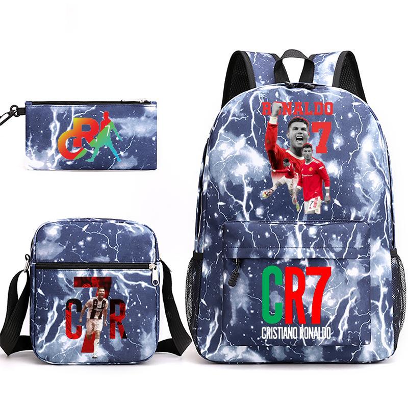 Mochila escolar de gran capacidad con correa para el hombro; set de tres piezas para estuche de lápices de estudiante
