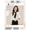 Gentle Collar Bow Tie Shirt for Women, 2026 Spring and Autumn New Style, Color Block Ribbon Design Satin Top