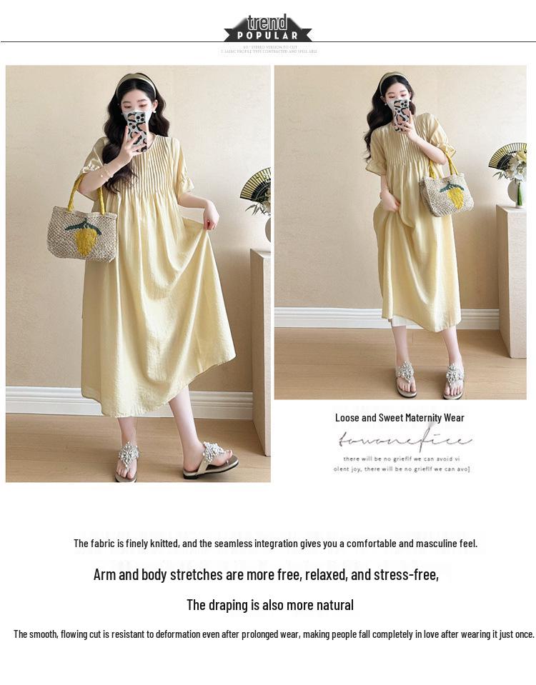 Summer Stylish Maternity Dress - Mid-length, Loose Fit, Trendy Mom Skirt
