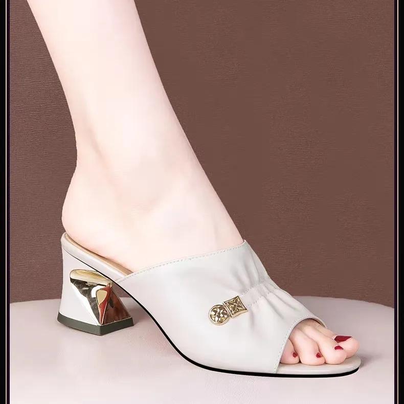  zapatos de mujer women classic beige floral peep toe high heel shoes lady casual elegant black leather pumps ab756
