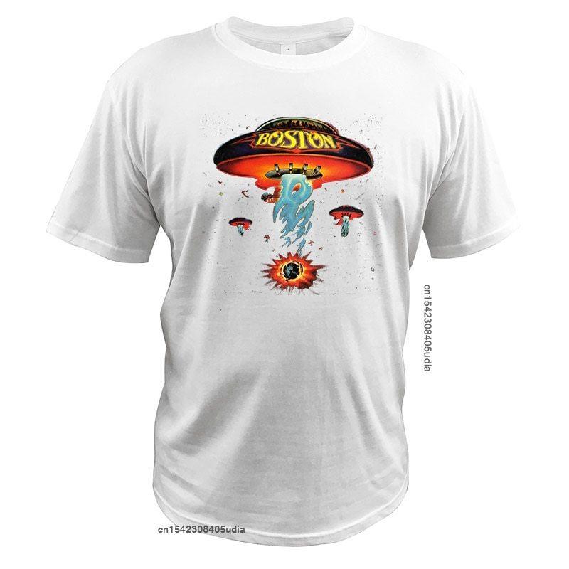 Boston Spaceship T Shirt Album Boston Tshirt American Rock Band Cotton Fashionable T-Shirt Eu Size S