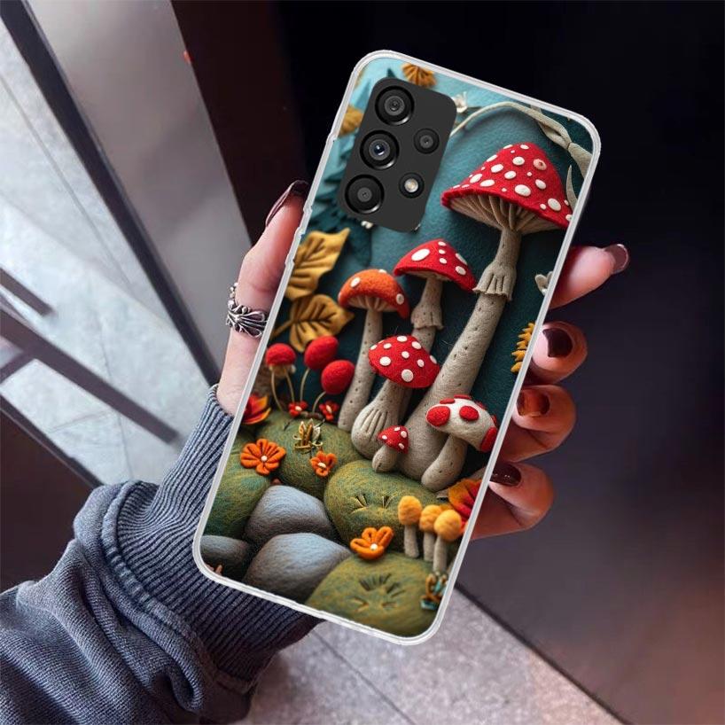 Bunte Pilz-Handyhülle für Samsung Galaxy A12 A52S A42 A32 A22 A51 A50 Note 20 Ultra 10 S10 Plus A71 A70 A31 A30 A10S Gala