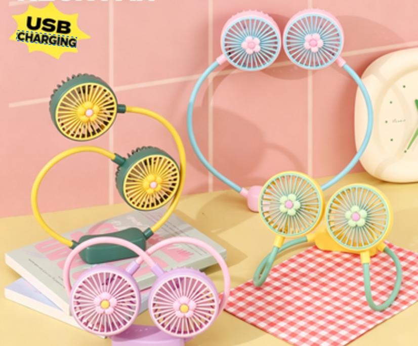 Portable Foldable Mini Fan Outdoor Camping Neck Fan USB Rechargeable Mini Fan