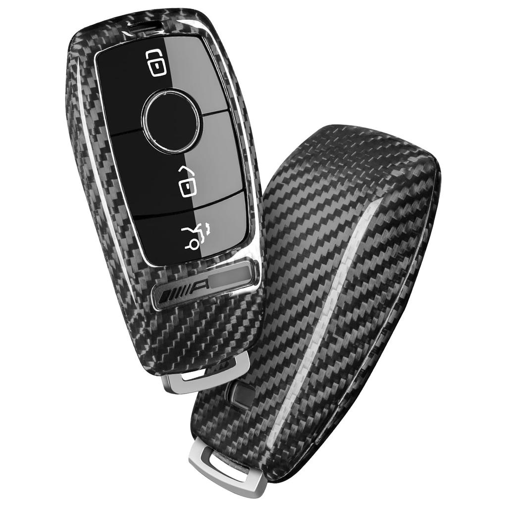 Real Carbon Fiber Key Fob Cover Case Shell Protector for Benz AMG E53 GLS63 Sedan CLA35 45 Coupe GLB35 GLA35 GLA45 SUV 2020-2023