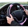 YUNZLAN Stylish Cute Cat Ear Steering Wheel Cover For Women Girl,Leather Auto Car Steering Wheel Cover Universal Fit 15 Inch Car Interior Accessories