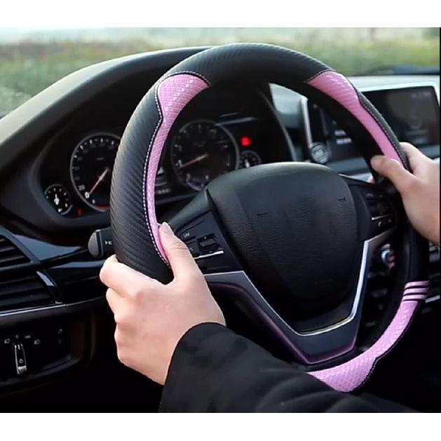 YUNZLAN Stylish Cute Cat Ear Steering Wheel Cover For Women Girl,Leather Auto Car Steering Wheel Cover Universal Fit 15 Inch Car Interior Accessories