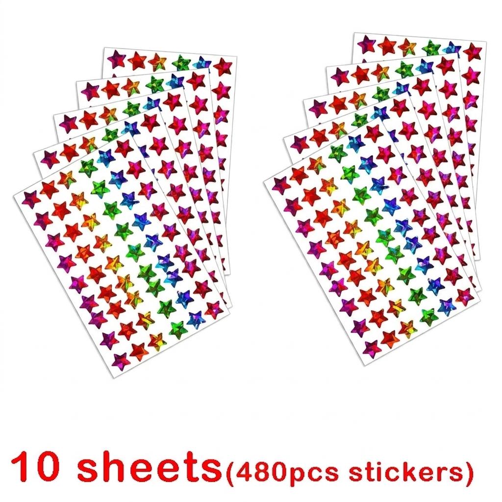 171-1710Pcs Sparkly Holographic Star Heart Round Dot Stickers Glitter Foil Student Reward Behavior Chart Scrapbook Diy Decor De