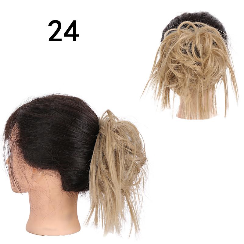 Synthetic Hair Chignons Messy Scrunchies Elastic Band Hair Bun Straight Updo Hairpiece Hair Extension for Women