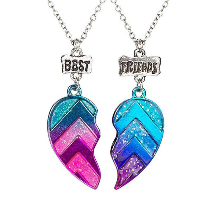 Best Friends Heart Necklace & Bracelet Set for Kids