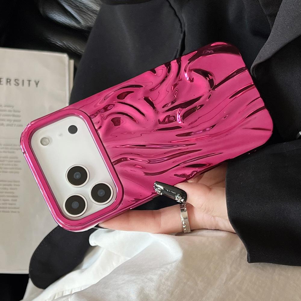 For iPhone 17 Pro Case Wrinkled Glossy Electroplated TPU Phone Back Cover
