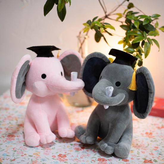 Abschlussmütze Elefant Plüschtier Sitzender Elefant Plüschtier Stofftier Puppe