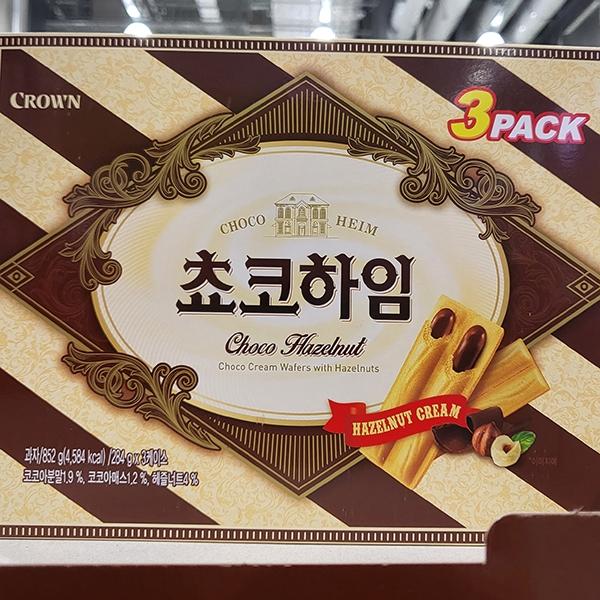Crown Choco Heim Hazelnut Chocolate Wafer 284g x 2ea (852g)