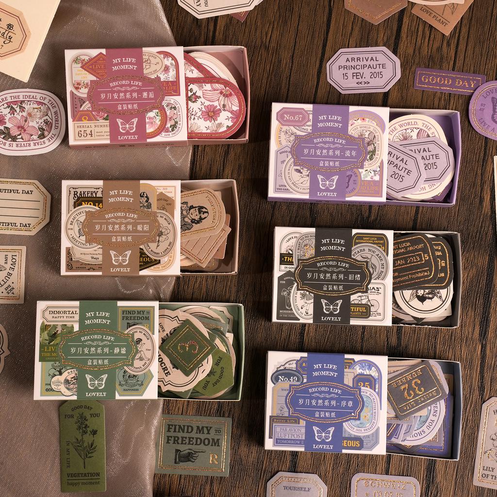 Retro Label Stickers Writable Sealing Sticker Decoration Handbook Stickers Aesthetic Stationery 40Pcs/box