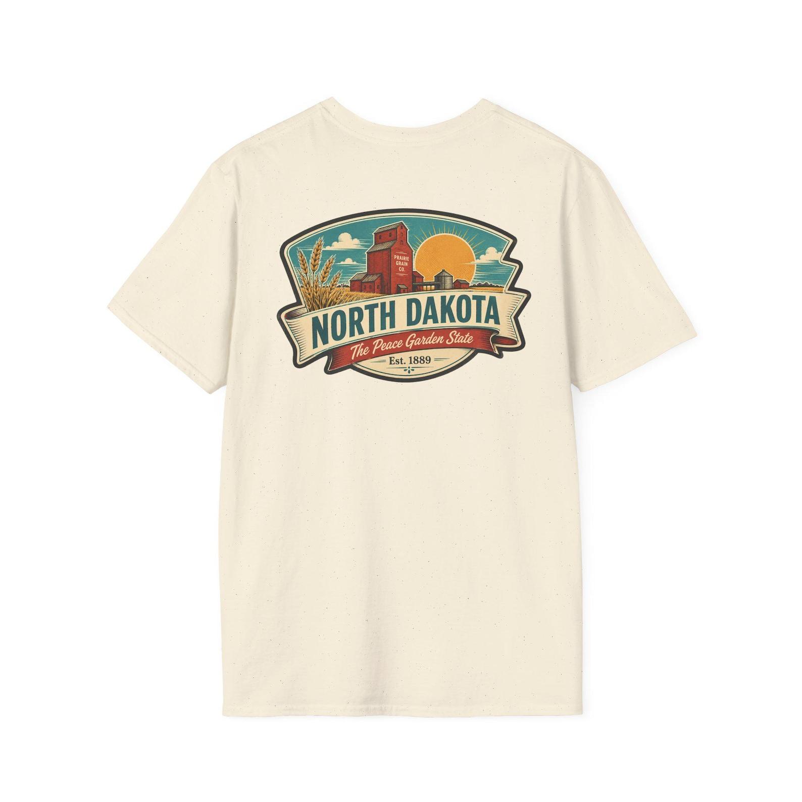 North Dakota Badlands T-Shirt | Vintage Mid-Century Travel Luggage Tag Tee | Peace Garden State Souvenir | ND Gift S