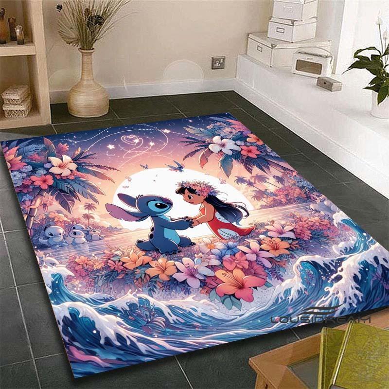 3D Cartoon Sci-fi Movie (Stitch) Rug, Suitable for Living Rooms, Children's Rooms, Bedrooms, Sofas, Doormats, and Other Home Déc