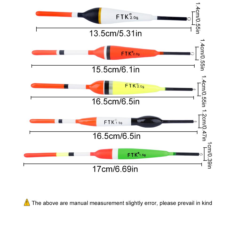 FTK 5 buc/pachet Plute Pescuit Mărime 1.5g-2.0g Lungime 13.5-17cm Plute Fir Barguzinsky Plută Pescuit Crap Plută Verticală Echipament Pescuit