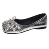 New Inner Height-increasing Women's Shoes Flat-soled Wedding Shoes Shallow Mouth Single Shoes Women's Leather Rhinestone Ladyshoes One Pedal Doudou