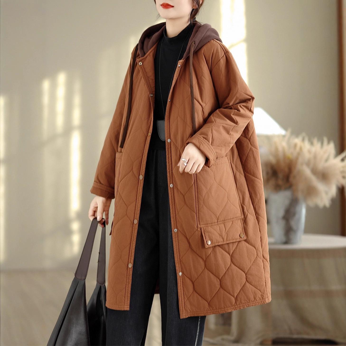 Women`s Plus Size Diamond Quilted Hooded