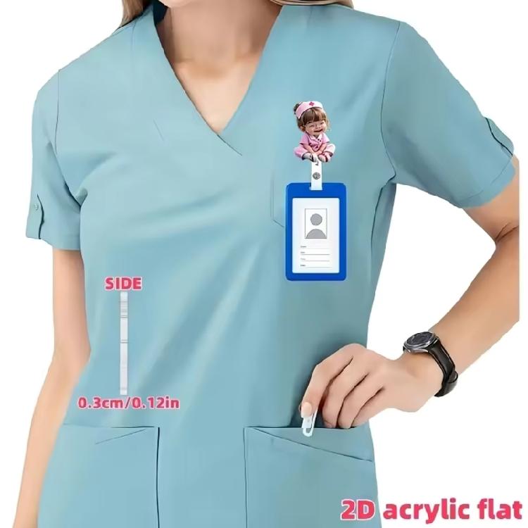 Kleiner ausziehbarer Ausweishalter für Profis, Acryl-ID-Rolle mit Anti-Verlust-Clip-Design, Schnelle Befestigung für das Gesundheitswesen