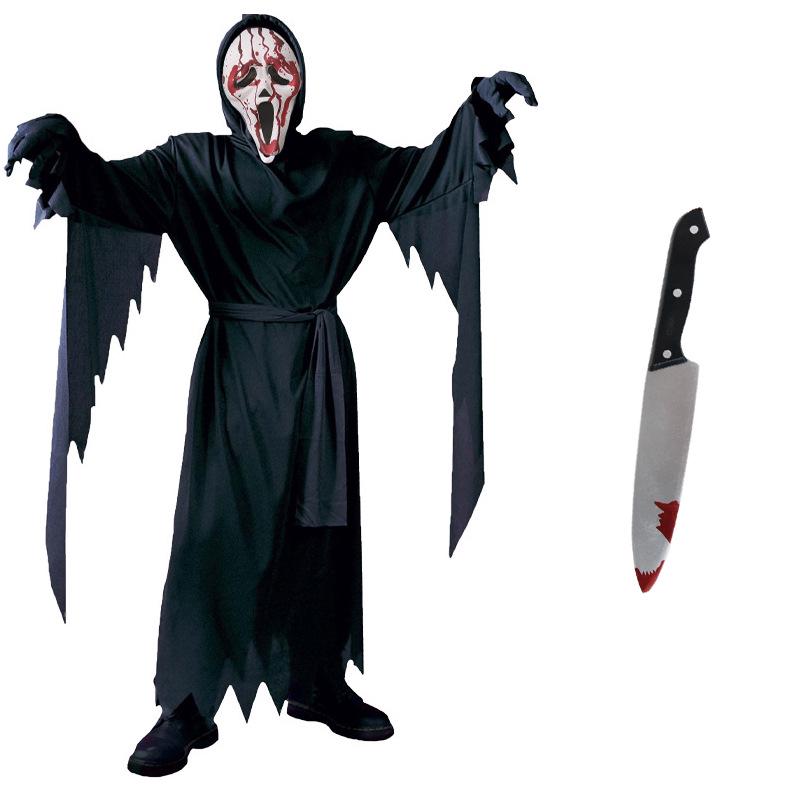 Scream Horror Cosplay Costume with Scary Knife for Kids & Adults