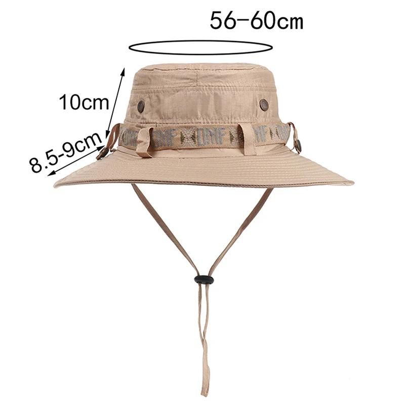 New Summer Men Bucket Hat Outdoor Uv Protection Wide Brim Fishing Caps Fashion Safari Hunting Panama Hat Beach Sunscreen Cap
