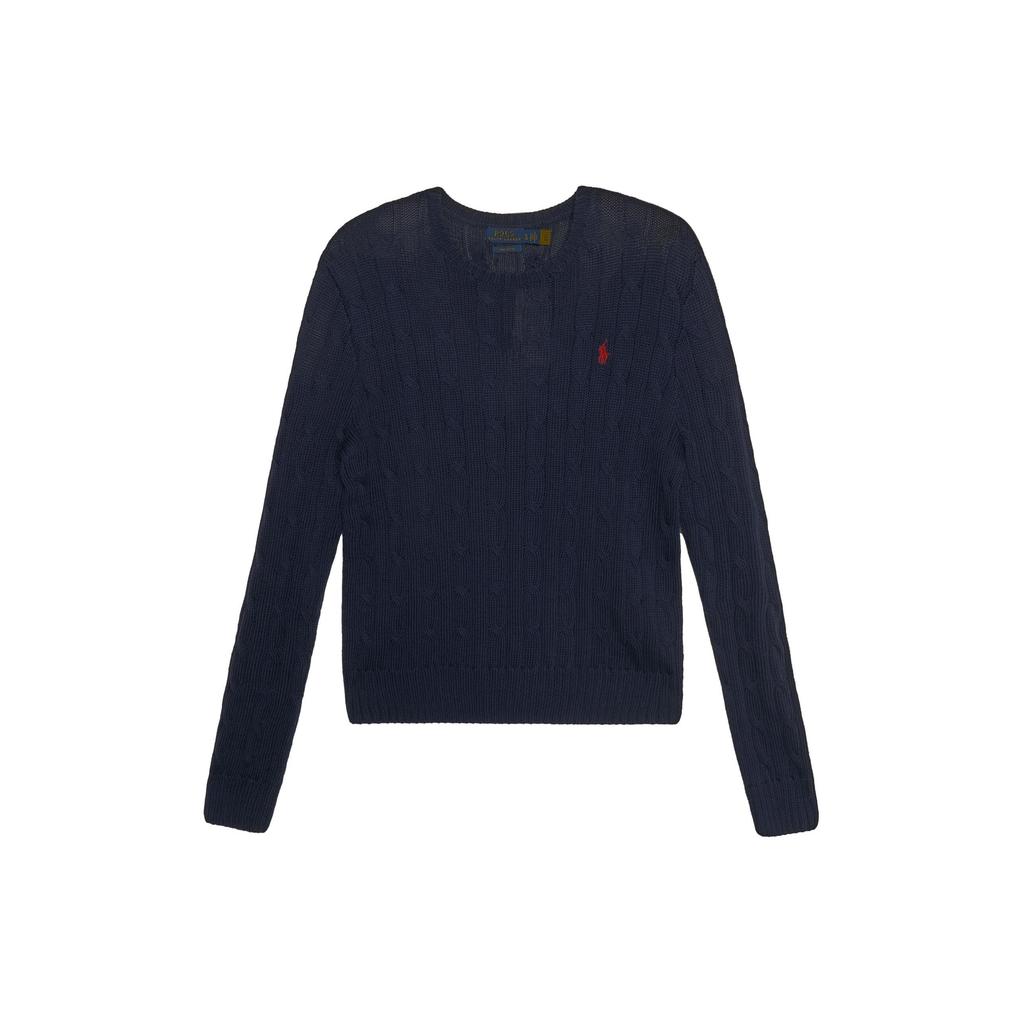 Polo Ralph Lauren SS22 Solid Color Cable Knit Crew Neck Sweater Women Sweater Navy-Blue WMPOSWEW3P10052