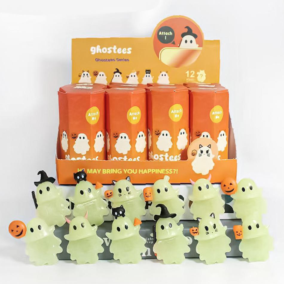 New Halloween Ghost Small Figurines for Phone Buddy Smartphone Figurine Halloween Mini Model Doll Peel-and-stick Ornament Gift